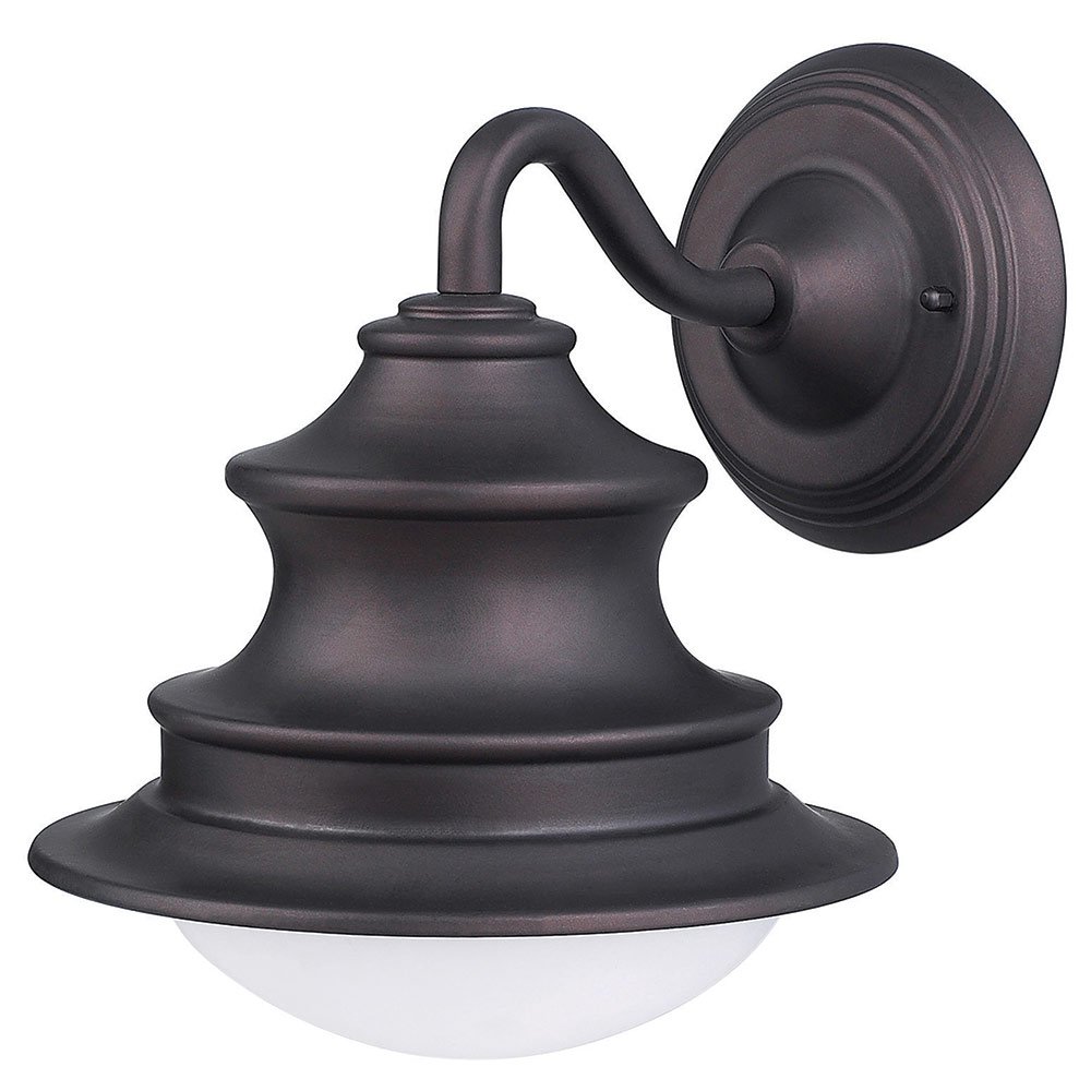 Exterior Wall Mounted Light in Oil Rubbed Bronze with Flat Opal Glass