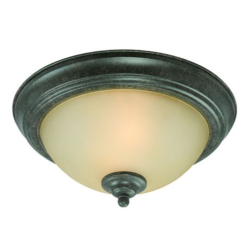 13" Flush Mount Light in English Toffee with Painted Glass