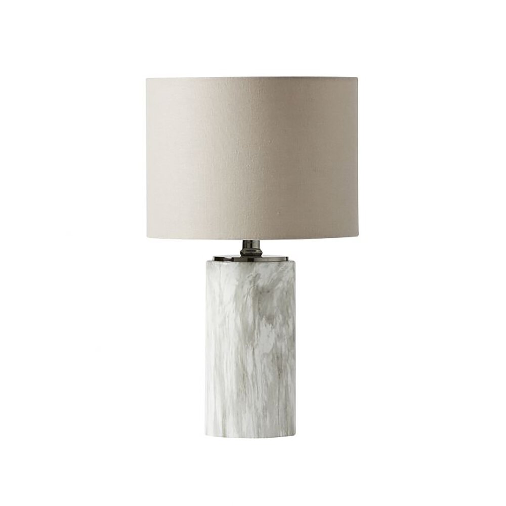 Table Lamp In White And Oatmeal Fabric Shade