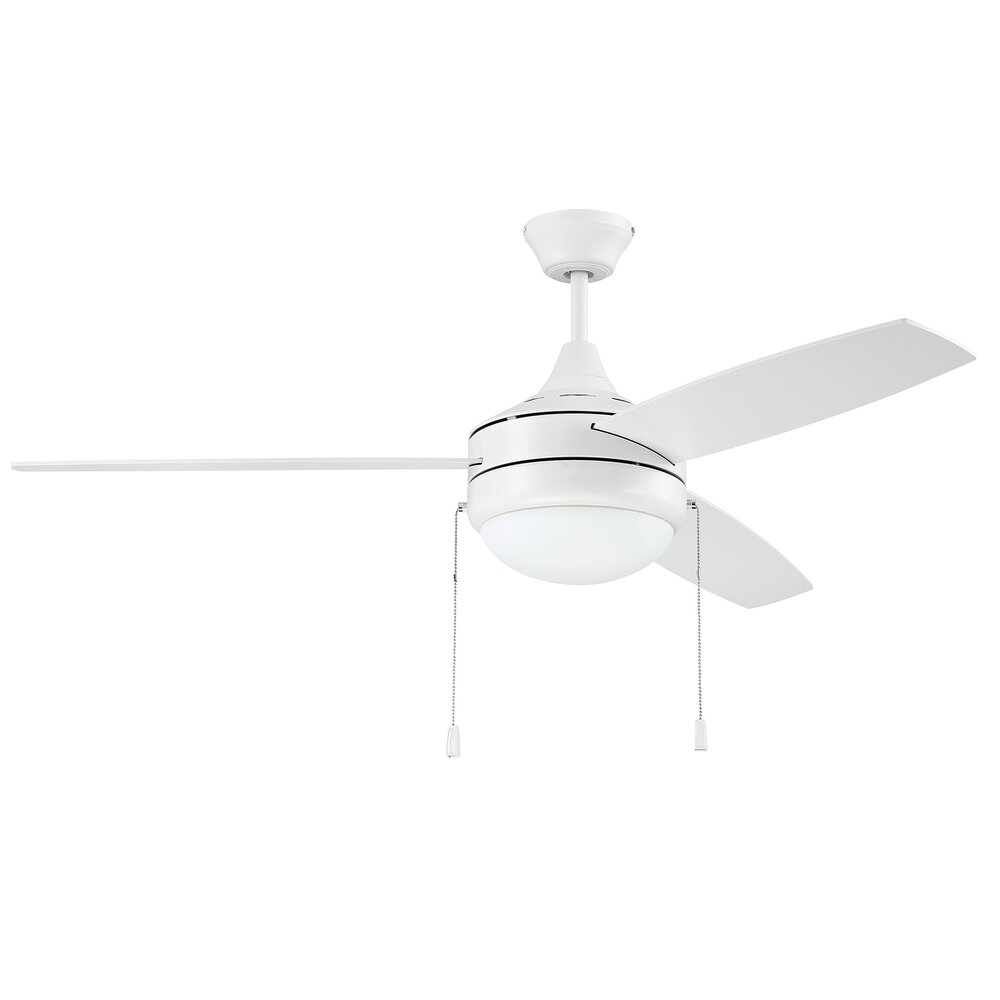 52" Ceiling Fan With Blades And Light Kit In White And Frost White Acrylic Fixture
