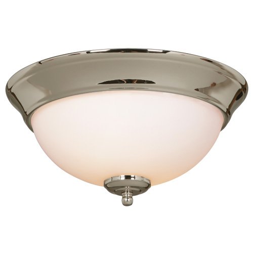 11" Step Pan Flush Mount Light in Polished Nickel with White Frost Glass
