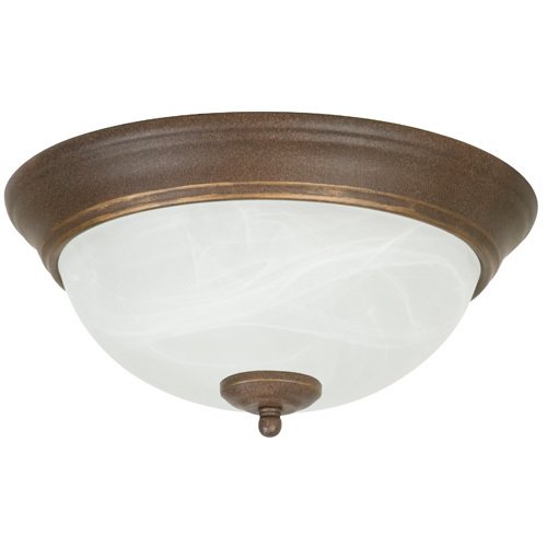 11" Arch Pan Flush Mount Light in Aged Bronze with Alabaster Swirl Glass