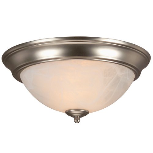 13" Energy Star Arch Pan Flush Mount Light in Brushed Nickel with Alabaster Swirl Glass
