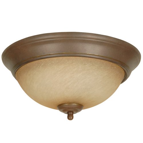 11" Arch Pan Flush Mount Light in Aged Bronze with Tea Stained Glass
