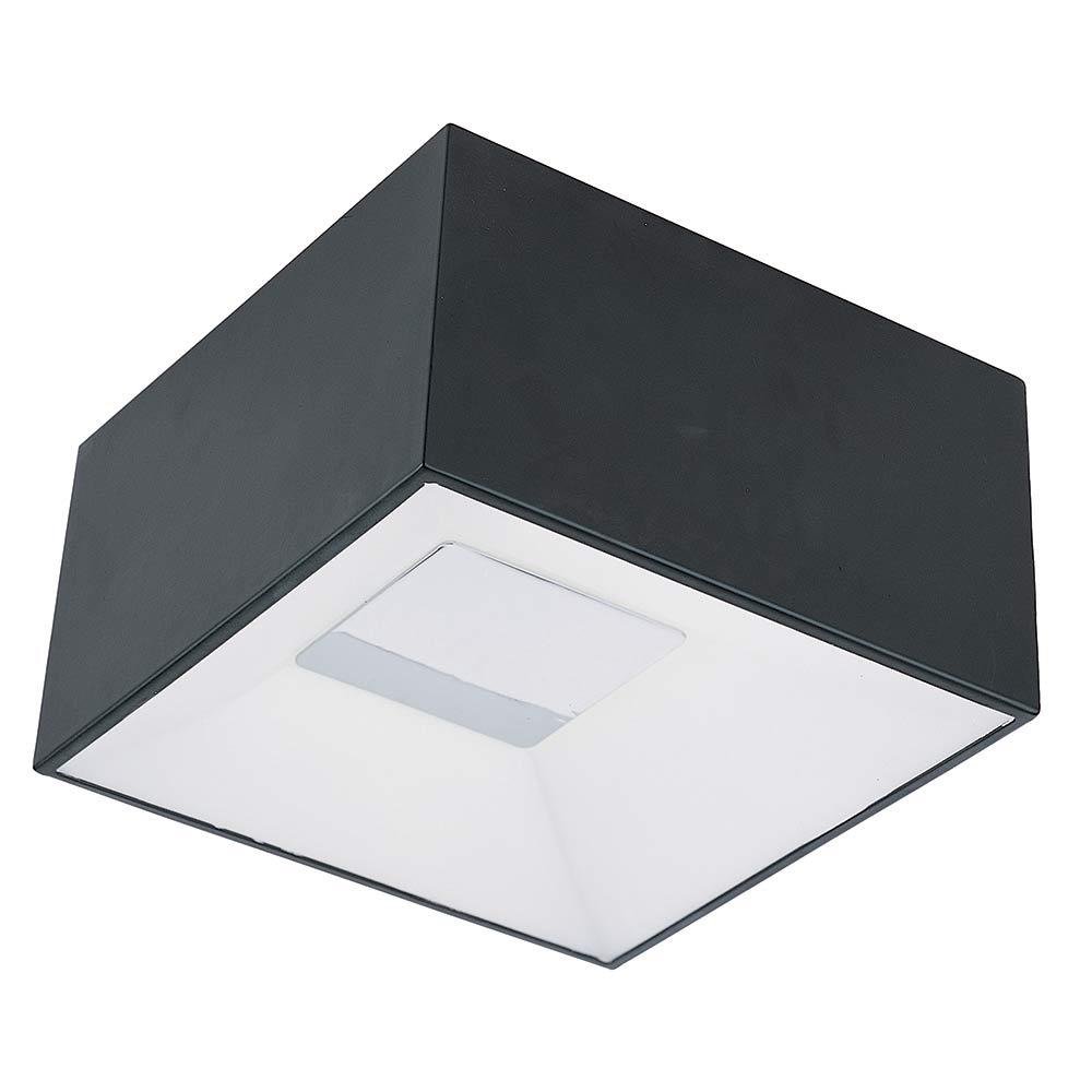 LED Flush Mount in Black with White Glass