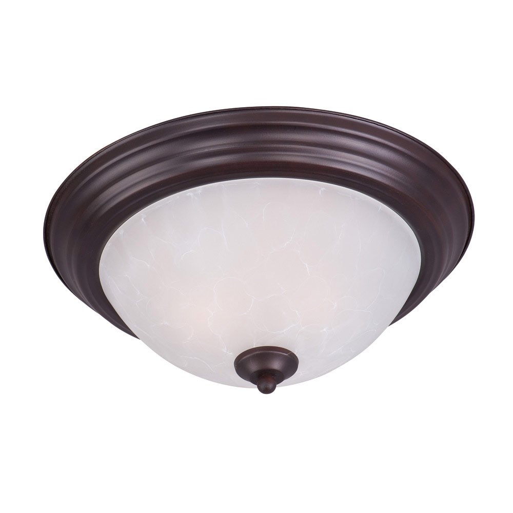 2 Light Flush Mount in Oil Rubbed Bronze with Ice Glass