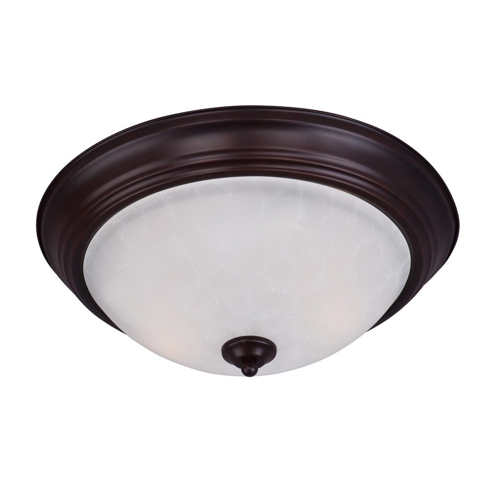 3 Light Flush Mount in Oil Rubbed Bronze with Ice Glass
