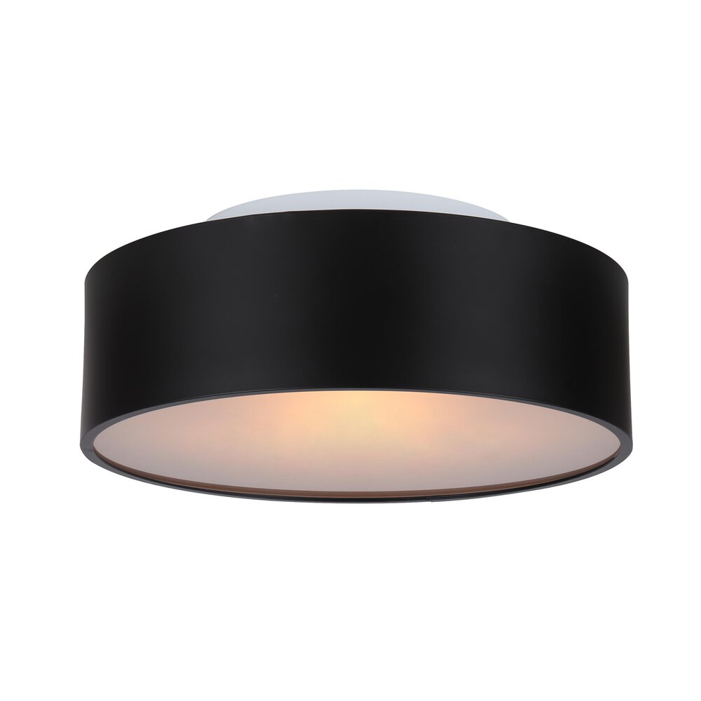 13" Flush Mount Light in Matte Black with Frosted Glass