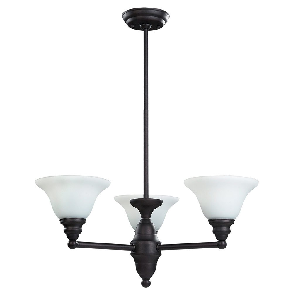 24 1/2" Chandelier in Oil Rubbed Bronze with Flat White Opal Glass