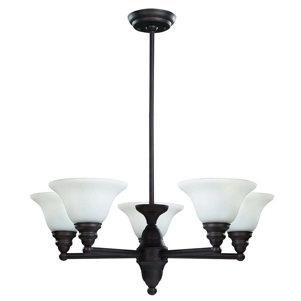 26 1/2" Chandelier in Oil Rubbed Bronze with Flat White Opal Glass