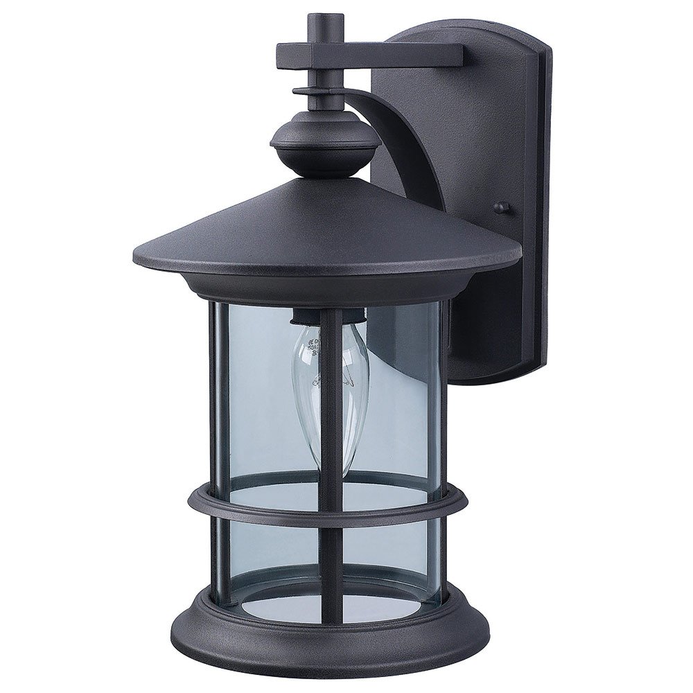 Exterior Wall Mounted Light in Black with Clear Glass