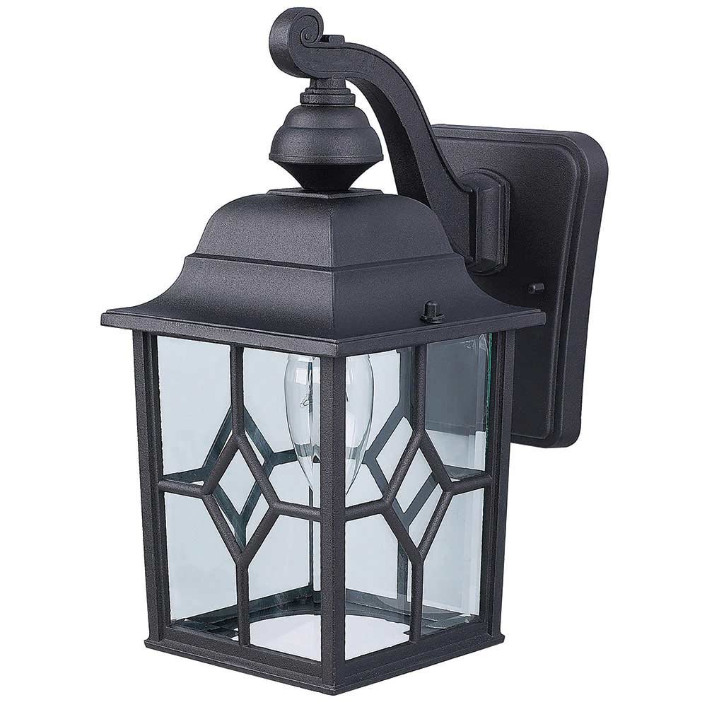 Exterior Wall Mounted Light in Black with Clear Glass