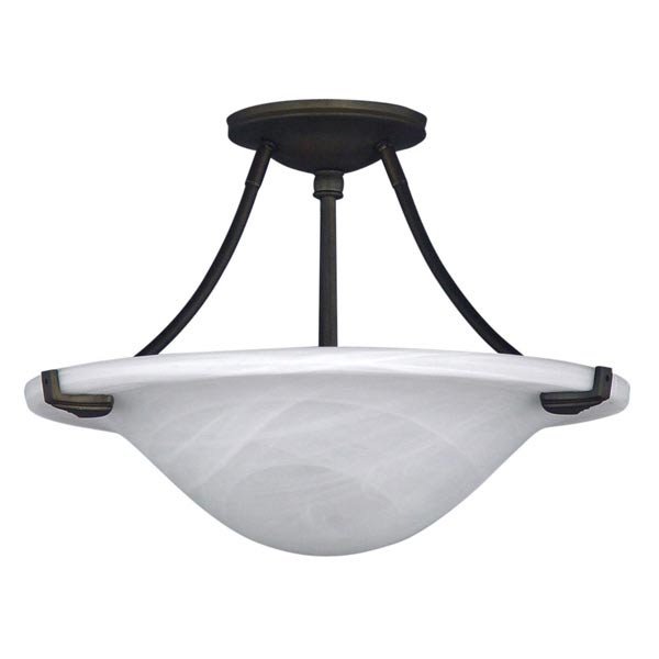 15 1/4" Semi-Flush Ceiling Light in Oil Rubbed Bronze with Alabaster Glass
