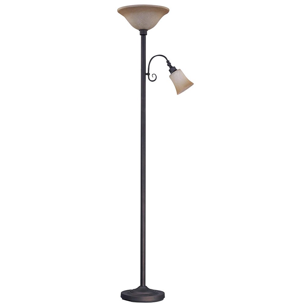 72" Tall Floor Lamp in Oil Rubbed Bronze with Amber Scavo Glass