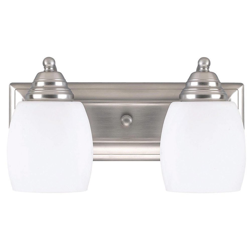 14" Double Wall Light in Brushed Pewter with Flat Opal Glass