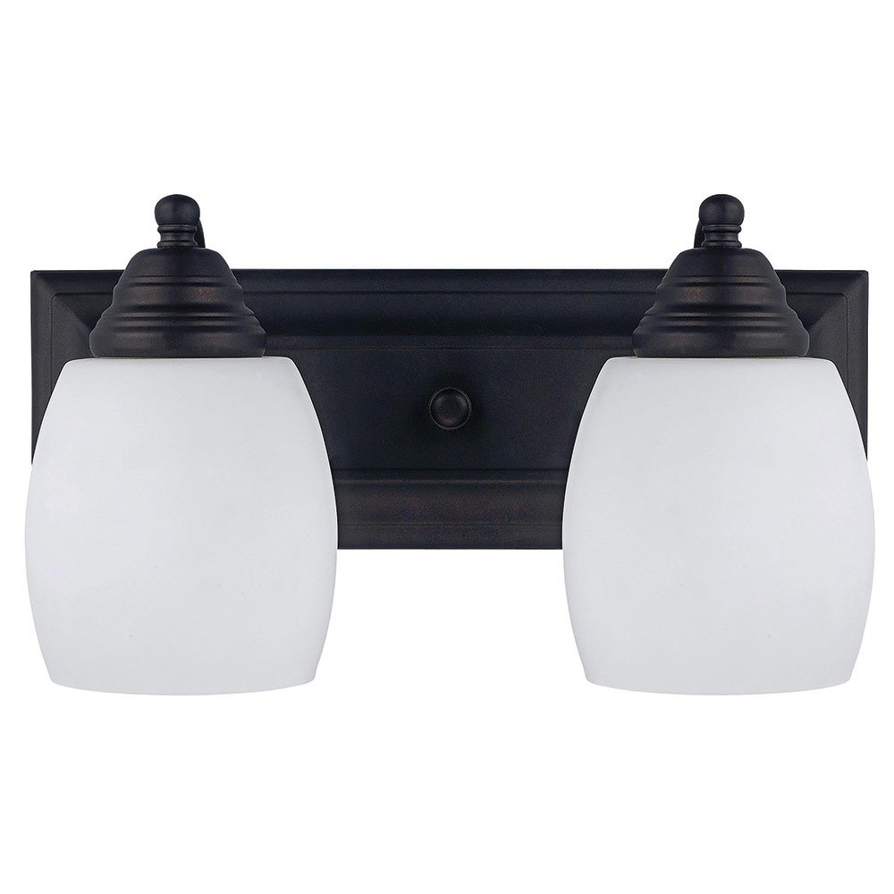 14" Double Wall Light in Oil Rubbed Bronze with Flat Opal Glass