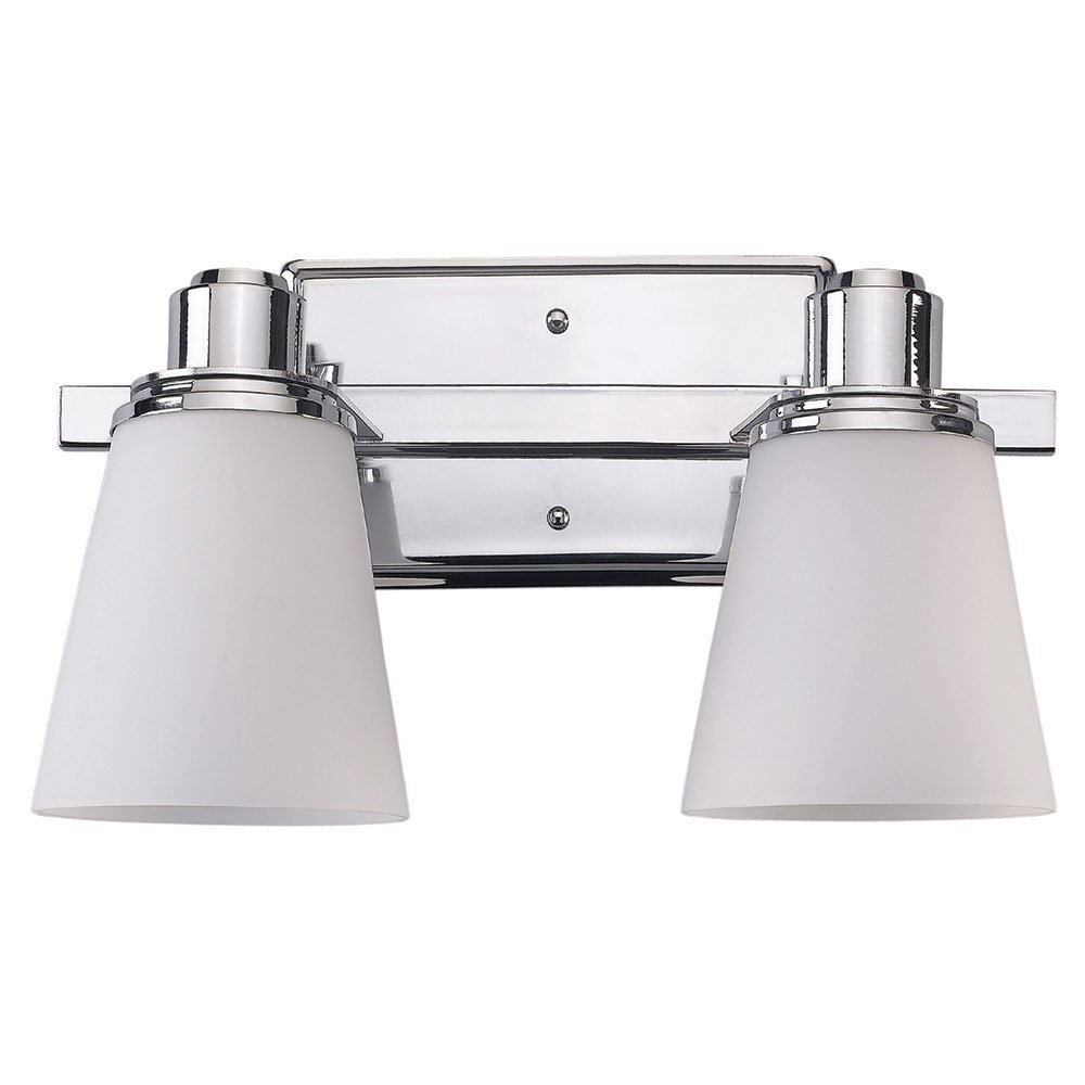 13 3/4" Double Wall Light in Chrome with Flat Opal Glass