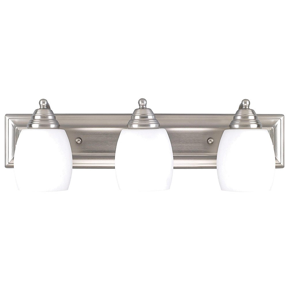 24" Triple Wall Light in Brushed Pewter with Flat Opal Glass