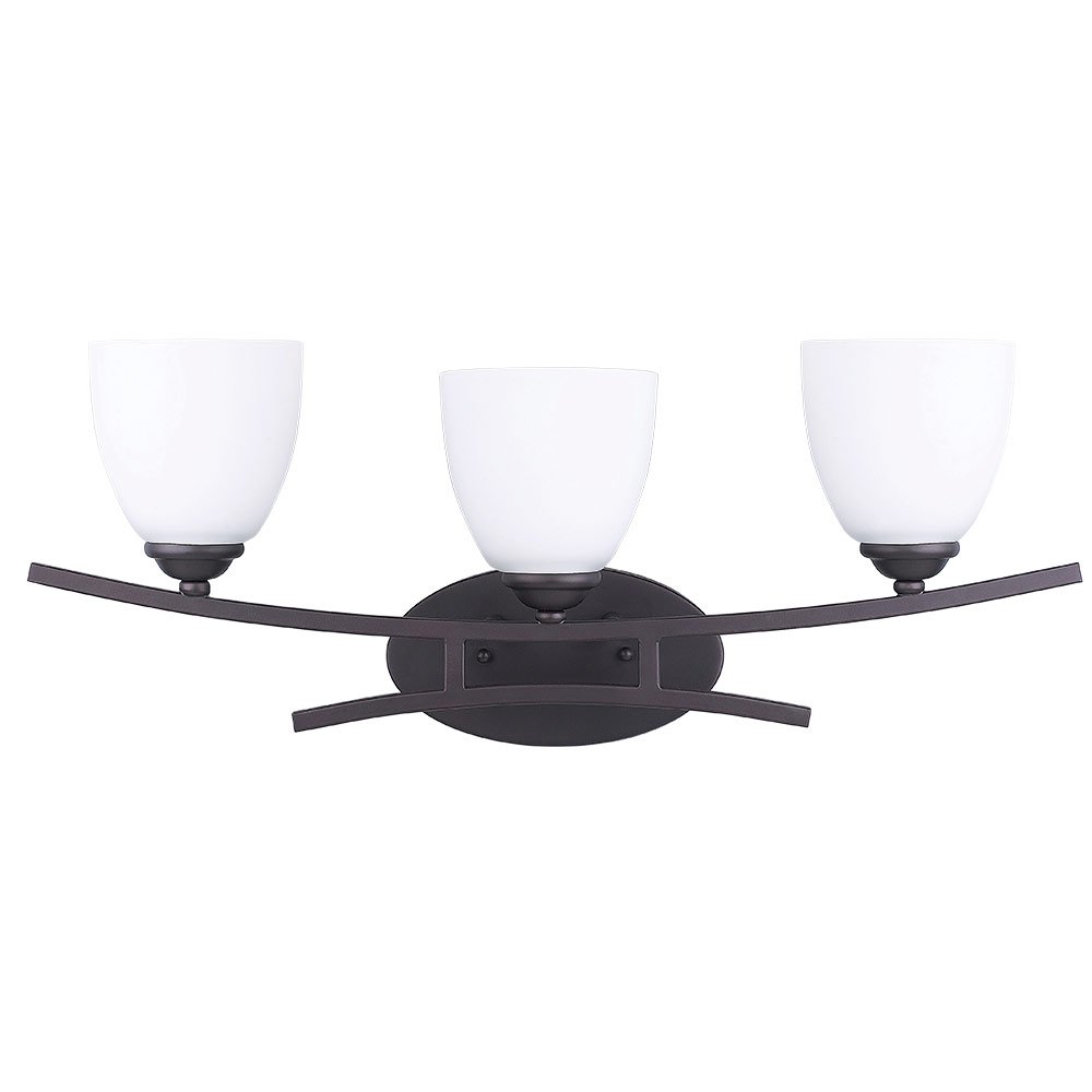 25" Triple Wall Light in Oil Rubbed Bronze with Flat Opal Glass