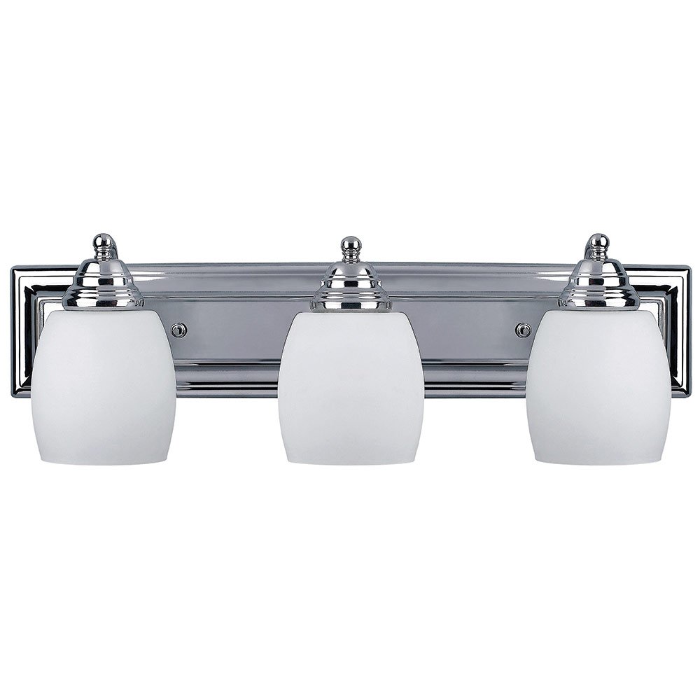 24" Triple Wall Light in Chrome with Flat Opal Glass