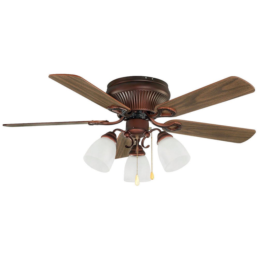 42" Ceiling Fan in Antique Copper with White Frosted Glass
