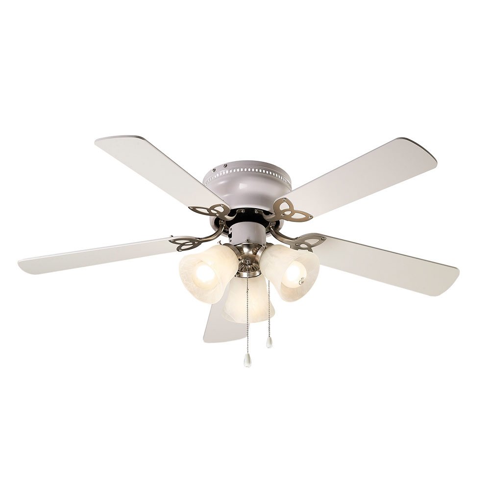 42" Ceiling Fan in Brushed Nickel with White Alabaster