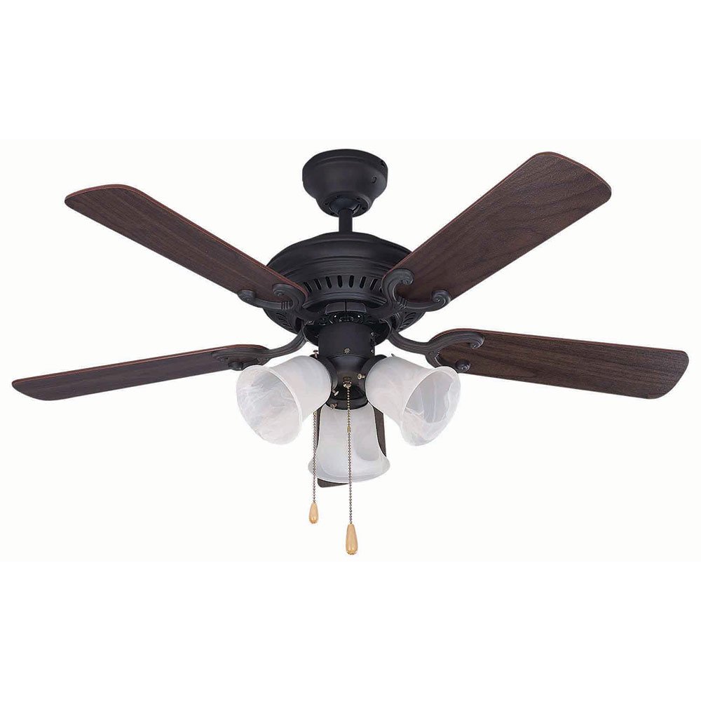 42" Ceiling Fan in Oil Rubbed Bronze with White Alabaster Glass