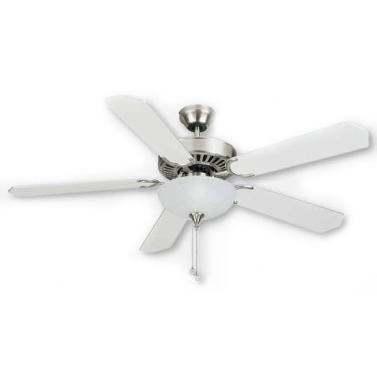 52" Ceiling Fan in Brushed Pewter with White Linen Glass