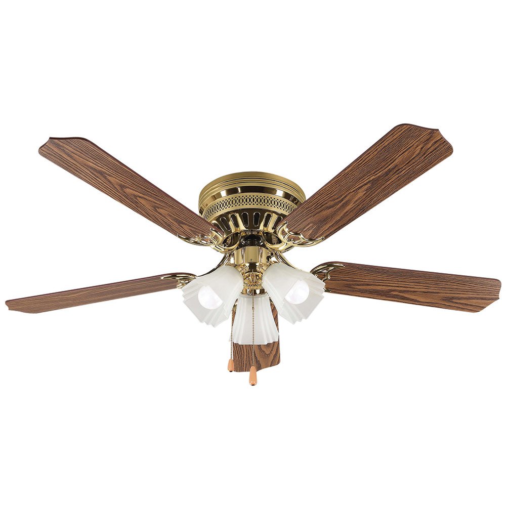 52" Ceiling Fan in Polished Brass with Frosted Glass