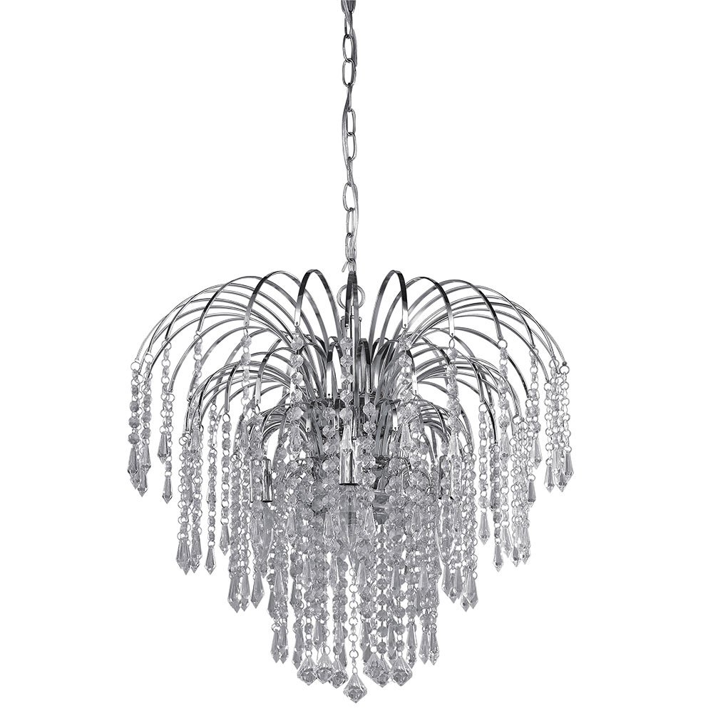 19" Chandelier in Chrome with Acrylic Crystals