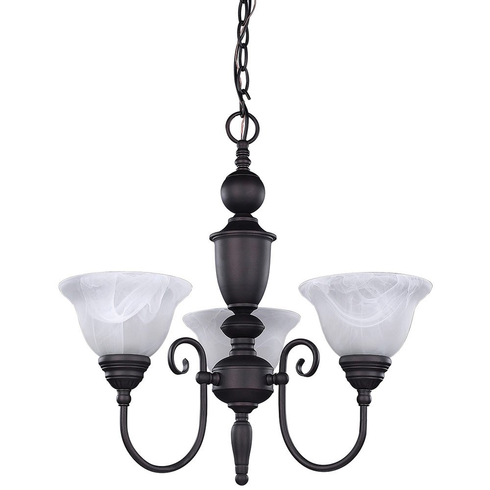 20 1/2" Chandelier in Oil Rubbed Bronze with White Alabaster Glass