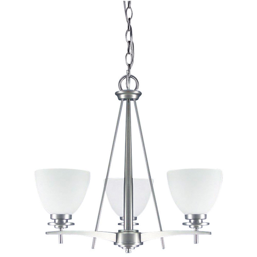19" Chandelier in Brushed Pewter with Flat White Opal Glass