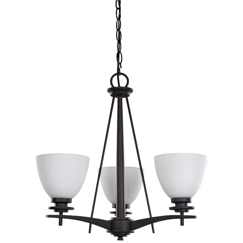 19" Chandelier in Oil Rubbed Bronze with Flat White Opal Glass
