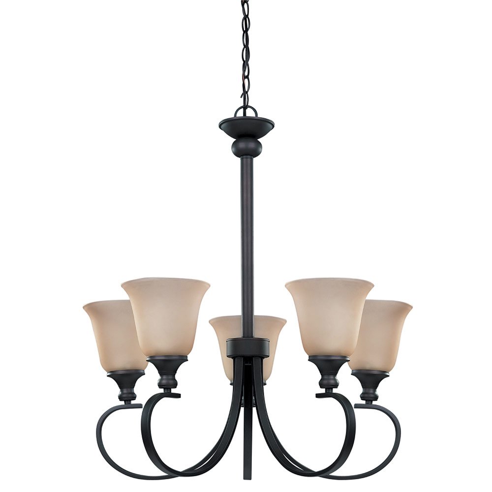 23 3/4" Chandelier in Oil Rubbed Bronze with Amber Glass