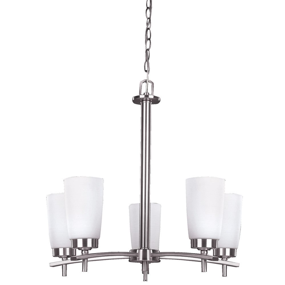 22" Chandelier in Brushed Pewter with White Linen Painted Glass