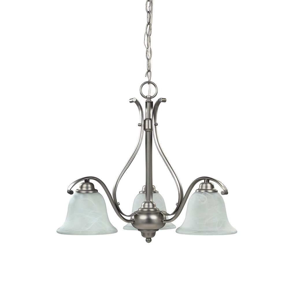 20 1/2" Chandelier in Brushed Pewter with White Alabaster