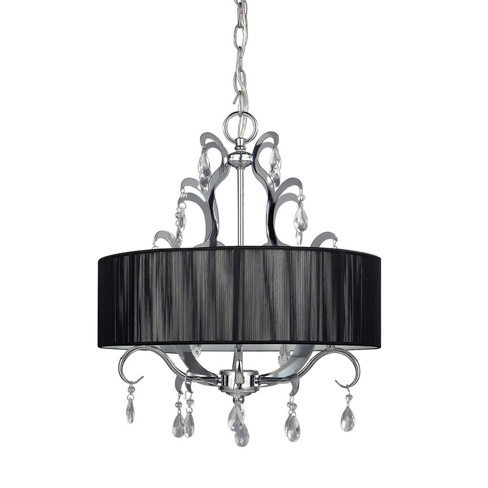 16 1/2" Chandelier in Chrome with Black String Shade
