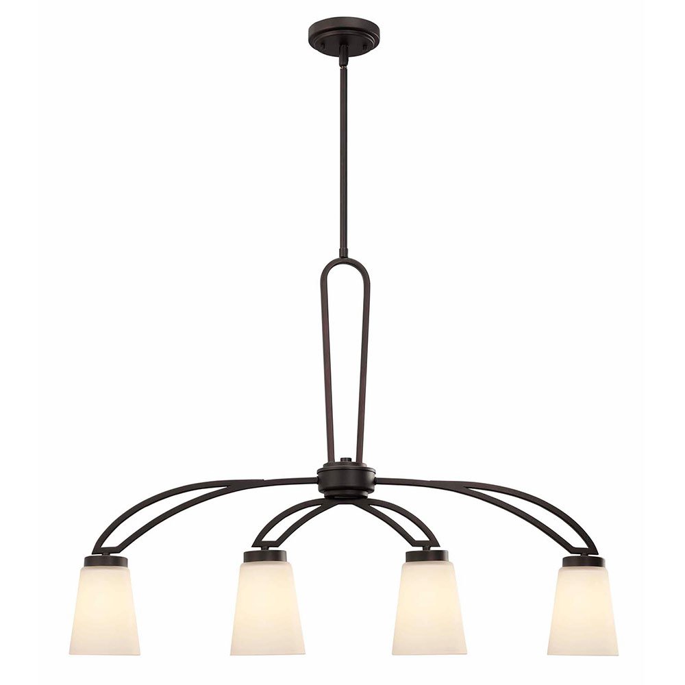 35" Chandelier in Oil Rubbed Bronze with White Flat Opal Glass
