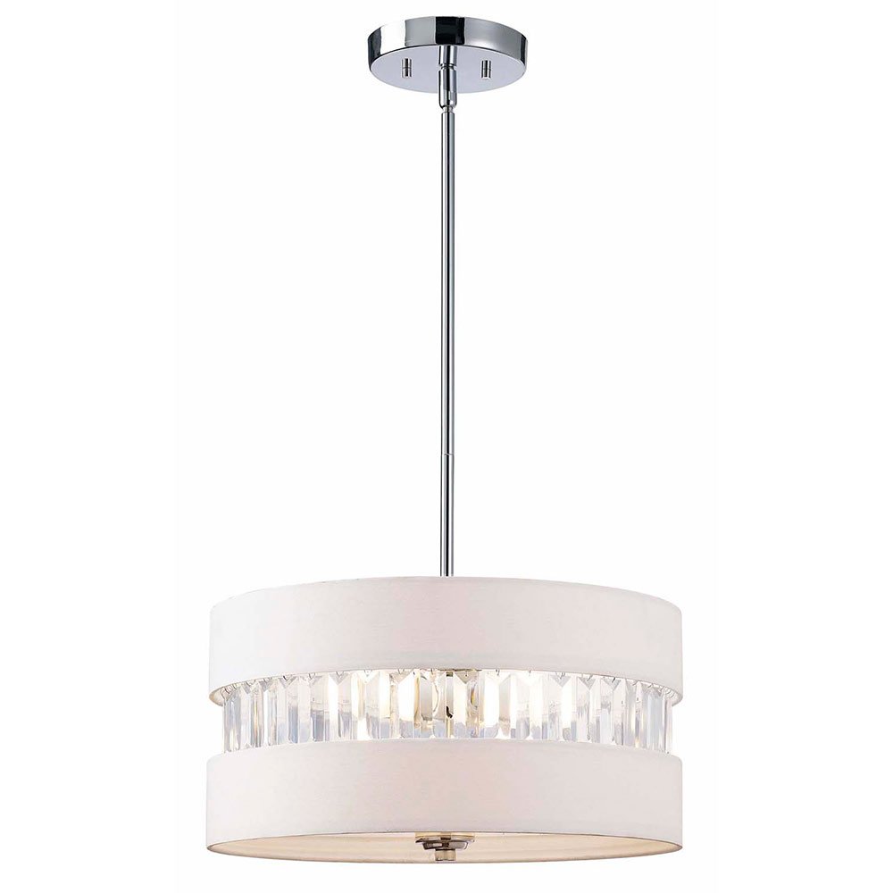 16 1/4" Pendant in Chrome with White Shade, Frosted Diffuser
