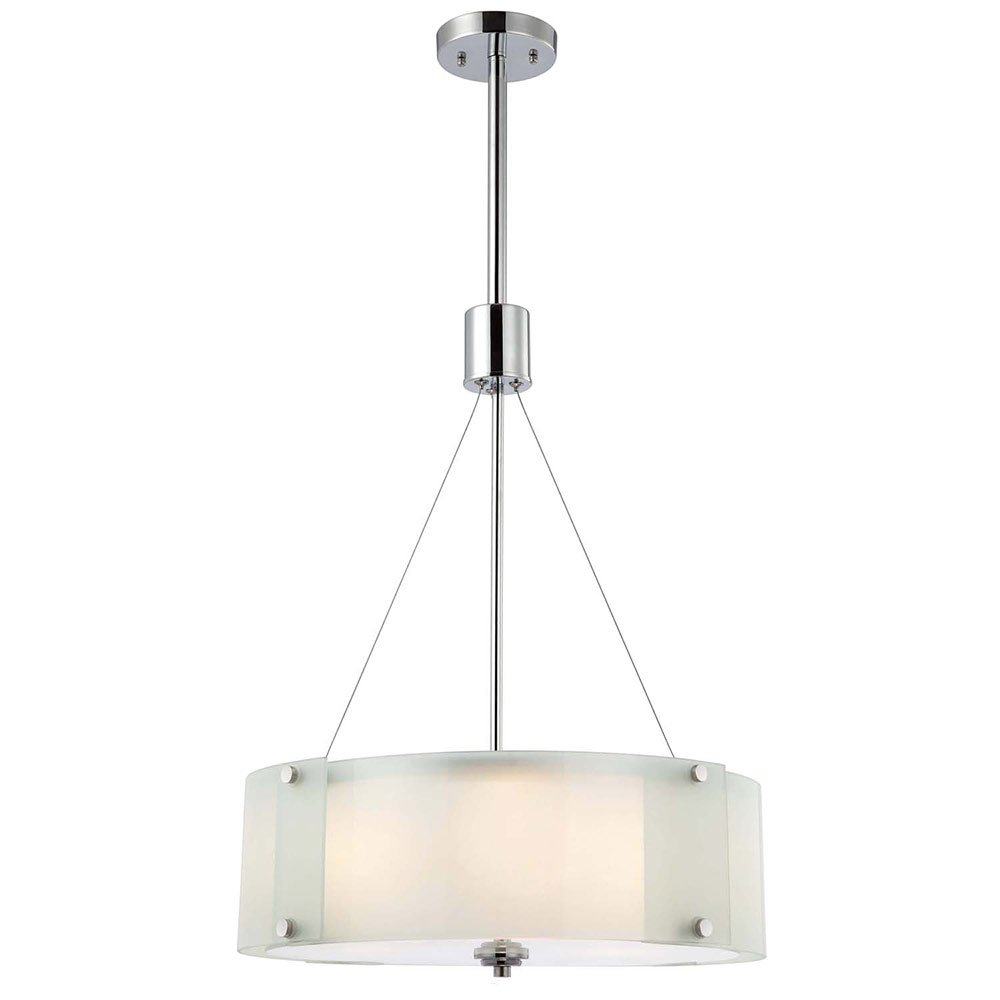 19" Pendant in Chrome with Frosted Glass