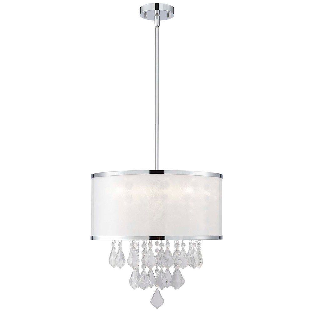 15 3/4" Pendant in Chrome with Frosted Sparkle Coated Pvc