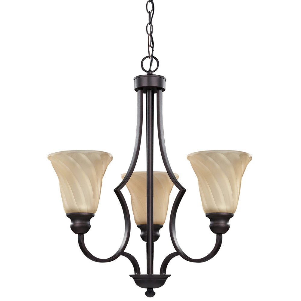 21 1/4" Chandelier in Oil Rubbed Bronze with Amber Swirl Glass