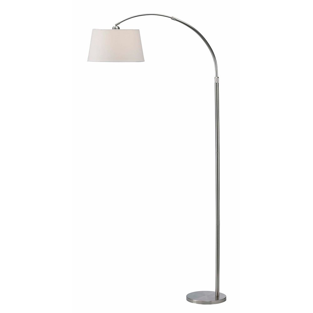 16" Floor Lamp in Chrome with White Fabric Shade