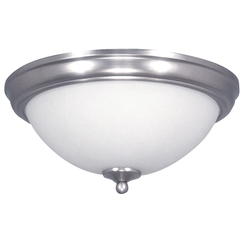13 1/2" Flush Mount Light in Brushed Pewter with White Flat Opal Glass