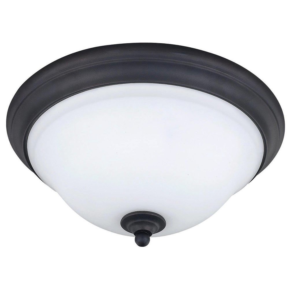 13 3/4" Flush Mount Light in Oil Rubbed Bronze with White Flat Opal Glass