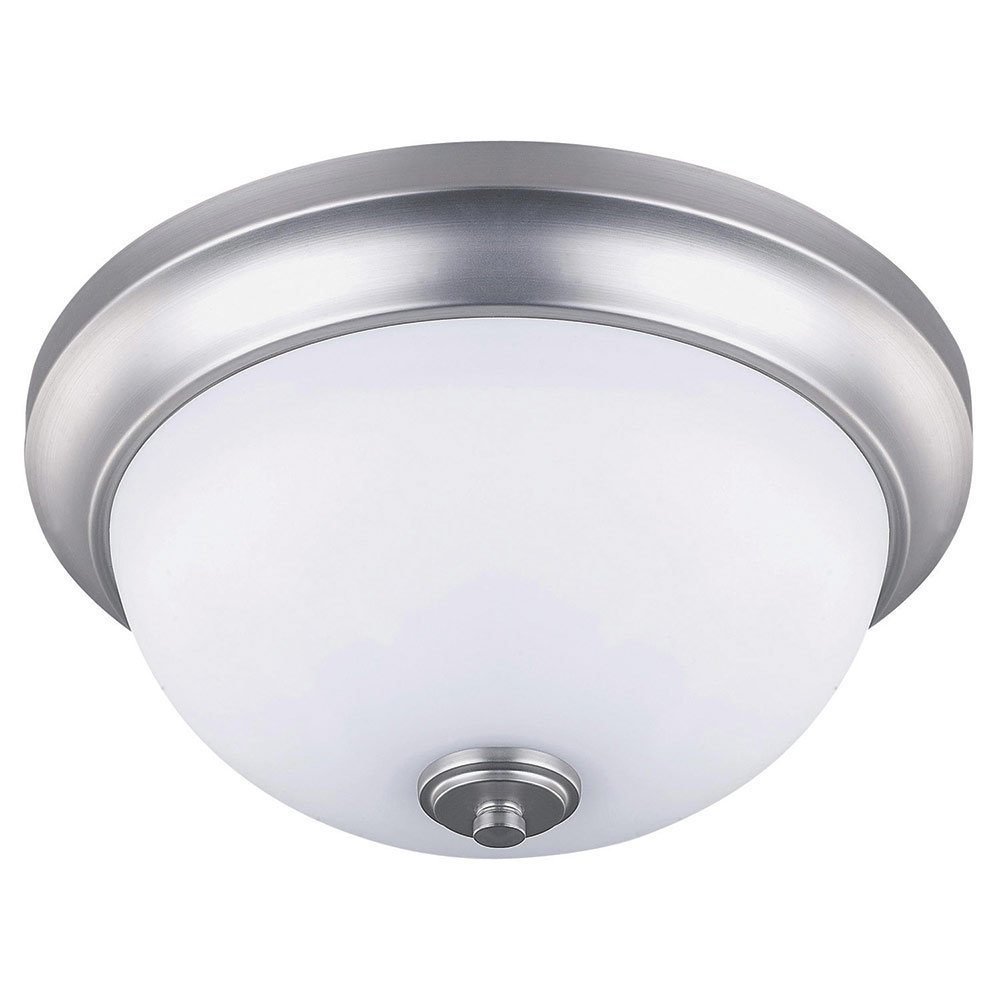 13" Flush Mount Light in Brushed Pewter with Flat White Opal Glass