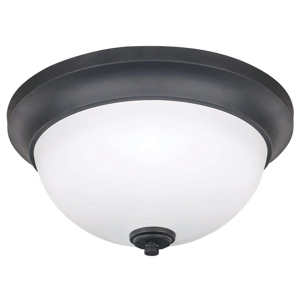 13" Flush Mount Light in Oil Rubbed Bronze with Flat White Opal Glass