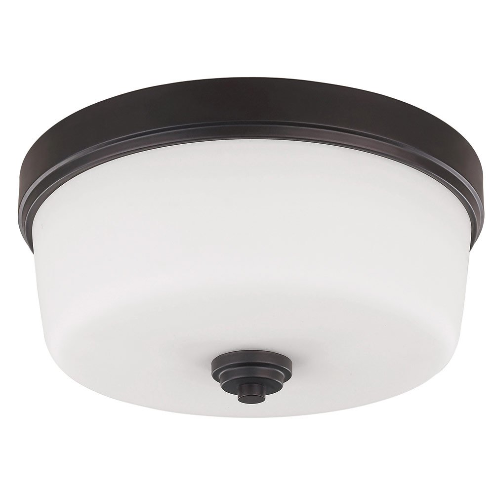 15 3/4" Flush Mount Light in Oil Rubbed Bronze with Flat White Opal Glass
