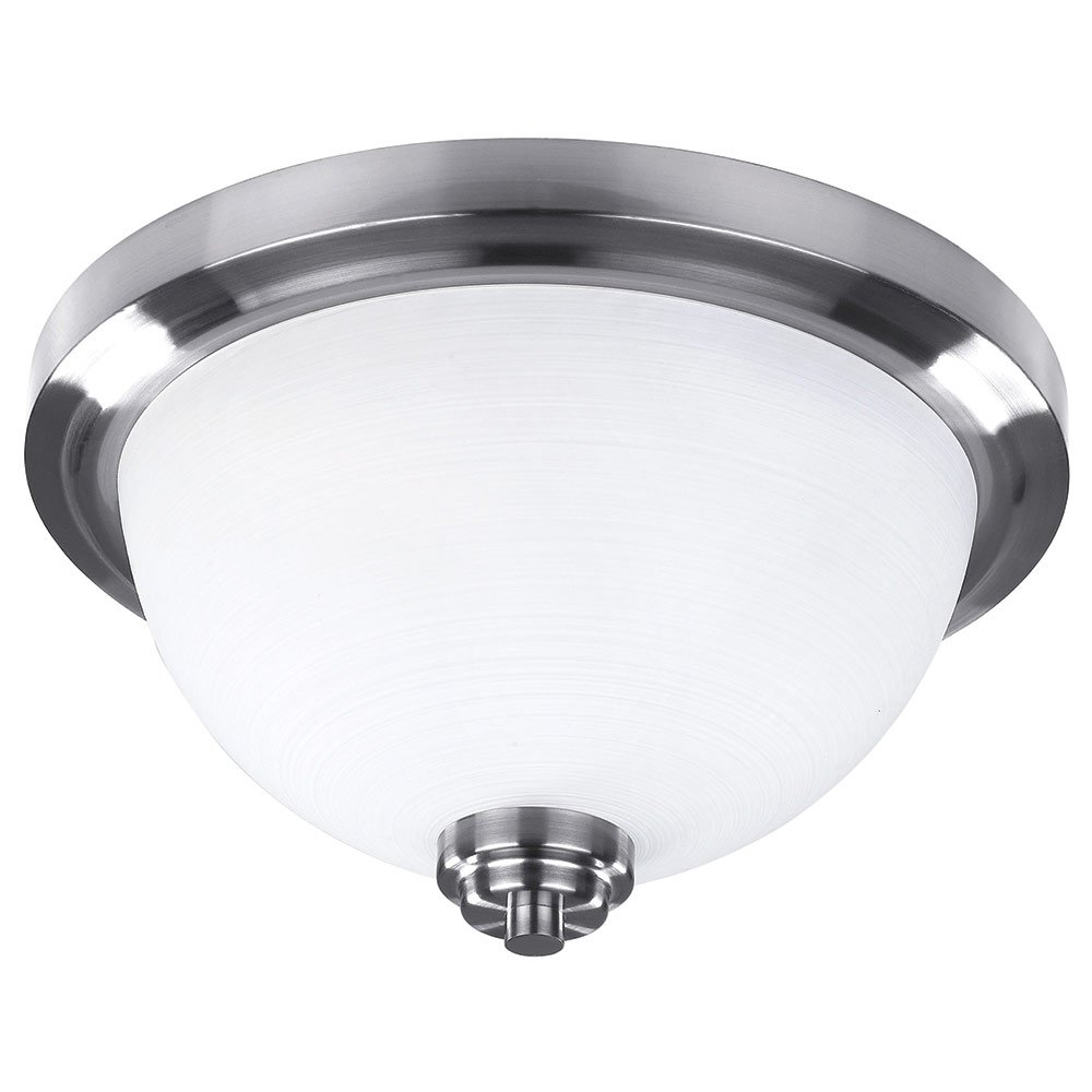 13" Flush Mount Light in Brushed Pewter with White Linen Painted Glass