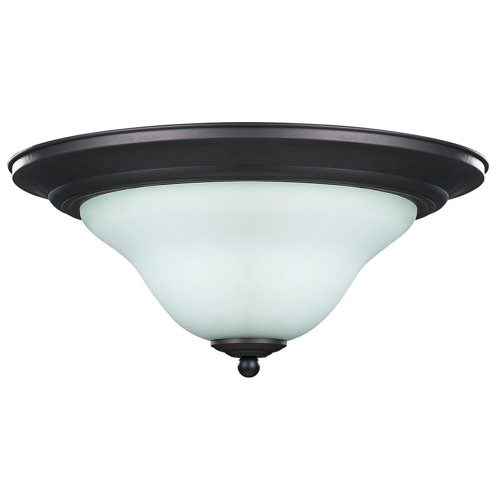15" Flush Mount Light in Oil Rubbed Bronze with Flat White Opal Glass